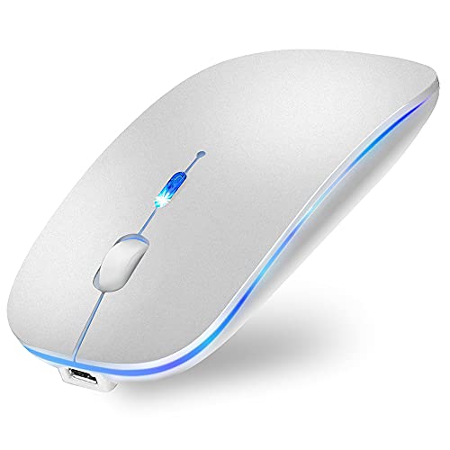 色：シルバー Bluetooth マウス ブルートゥースによる接続のため、USBレシーバーがなくなることを心配しなくても大丈夫です。半径10mの広範囲で安定したデータ通信が可能です。(接続前にほかのBluetoothデバイスをいったん切断することをおすすめします。)＊長期間の輸送でマウスの電源が消耗されることもありますので、商品を受け取った後に暫く充電してください。＊マウスパットも利用ください。 斬新な設計 高級感のある滑らかな質感になっており、軽くて薄くて肌触りが良いです。人間工学なデザインが採用され、長時間使用しても手が疲れにくいです。やさしい七色LEDライトが柔らかく、癒しの雰囲気を演出してくれ、心を癒し、ストレスも解消できます。底部のスイッチでライトを消灯/点灯できます。 静音&USB充電式 使用中にはカチカチ音でイライラしないです。自宅、オフィス、寮、図書館等で使用に最適です。Type-Cの接続口を採用された、よりスピーディかつ手軽な体験を実現しています。充電しながら使えます。長時間操作しないとマウスはスマートスリープモードに入ります。任意のボタンを押して再起動できます。(Bluetooth接続がよく切れる/次回は自動接続できない 省電力(節電)モードを使用しないでください。デバイスはウェイクアップする必要があります。或いは、WindowsのBluetoothサポートサービスに問題が起きていることが原因で、サービスを再起動することで問題が解決できます。) 3段階DPI切替え DPIボタンを押すだけ800/1200/1600の3段階に設定でき、マウスの速度を自由に制御できます。編集とデザインには800DPIですが、ゲーム FPS イラストレーションなど精密な作業に最適は1200DPIと1600DPIです。カーソルの移動スピードが簡単に変更できて、仕事とゲームも満足できます。 幅広い互換性＆品質保障 Windows、Mac OS、Linux、AndroidなどBluetoothを搭載したデバイスに対応できます。また、iPadは最新のIOS 13.1以上のシステムを更新した後で使用できます。パッケージ内容：マウス、充電ケーブル、取扱説明書。