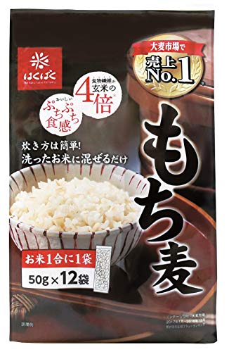 原産国:日本 商品サイズ(高さx奥行x幅):160.0mm*165.0mm*386.0mm 内容量:50g*12袋 原材料:大麦 炊き方は簡単 洗ったお米に混ぜるだけ 【商品紹介】「もち麦ごはん」は水溶性、不溶性のWの食物繊維が玄米の4倍 押麦の1.5倍 白米の25倍も含まれています。お米にもうるち種ともち種があるように「もち麦ごはん」はもち種の大麦です。ぷちぷちした食感がとてもおいしく、お弁当やおにぎりにも最適です。炊き方は簡単。洗ったお米に混ぜるだけ 保存方法 高温・多湿をさけ、直射日光のあたらない場所に保存してください。 原材料・成分 もち大麦 使用方法 洗ったお米に混ぜて炊飯してください。 安全警告 開封後は湿気や虫害などを避ける為、密閉できる容器で保管し、お早めにお召し上がり下さい。 農産物ですので、色・形が異なる場合がありますが、品質には問題ありません。大麦の原料原産地の貯蔵、輸送設備等は小麦にも使用しています。 ご注意（免責）*必ずお読みください 48時間以内発送可能 続きを見る