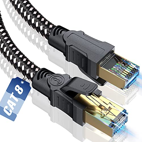 色：黒 サイズ：10m Lanケーブル CAT8,SWECENT 有線lanケーブルカテゴリー8イーサネットケーブル 40Gbps 2000MHz SFTP RJ45 超高速らんけーぶる 金メッキコネクタ 二重シールド 爪折れ防止 ADSL回線 光回