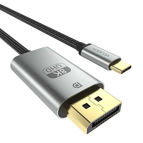 【クーポン最大10%OFF】サイズ：8K 1.8M YOJOCK USB Type C to DisplayPort 変換ケーブル 1.4規格 180cm USB タイプC to DP ケーブル 8K@60Hz 4K@144Hz 32.4Gbps Thunderbolt 3対応 MacBook Pro/Air, iMac, iPad Pro 2020, iPad Air4、XPS 15/13, Galaxy S20, S10などType-