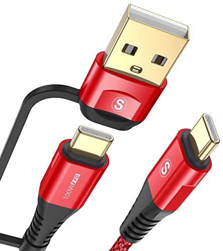 色：赤 サイズ：2m 2in1 USB Type C ケーブル 2M, AviBrex USB-A/USB-C to USB-C ケーブル 100W/5A PD& QC4.0対応 急速充電 タイプc 充電ケーブル MacBook Pro/Air iPad Pro/Mini 6、Samsung Galaxy S22 S21 S20、Sony、Google Pixel そ