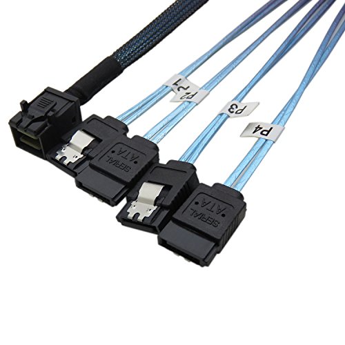 色：ブルー サイズ：100CM CableDeconn Mini SAS ケーブル SFF-8643 ホスト to 4 SATA ターゲット ファンアウト ケーブル 1M
