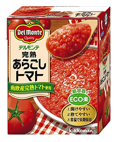 キッコーマン食品 デルモンテ 完熟あらごしトマト 紙パック トマト缶 缶詰 388g*12個 1