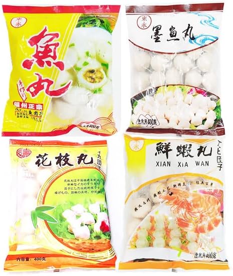 【4種類団子セット】正宗福州魚丸　墨鱼丸　花枝丸　鮮蝦丸 冷凍食品　しゃぶしゃぶ・鍋　火鍋食品　クール便　400g×4点 お任せて指定..