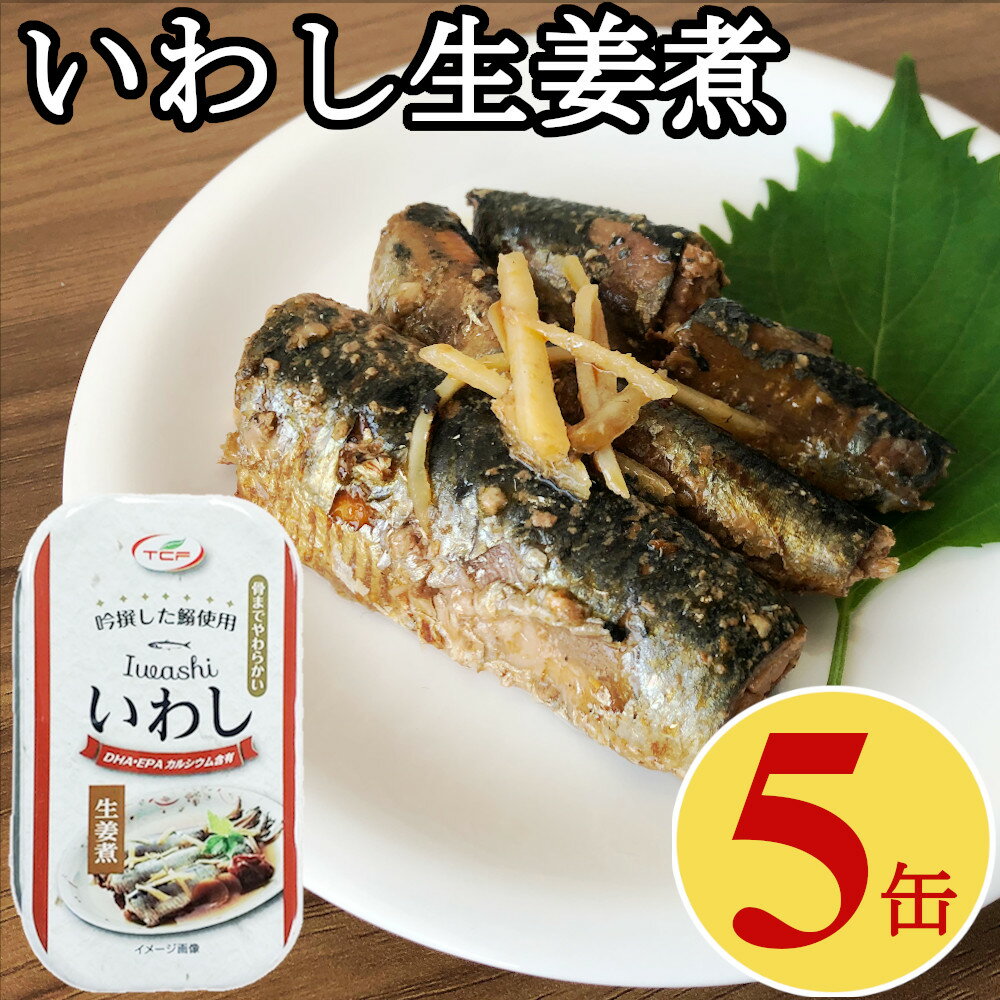 いわし 缶詰 生姜煮 100gx5缶 イワシ 鰯 缶詰め 業務用 まとめ買い 買い置き 備蓄 おつまみ 缶切り不要