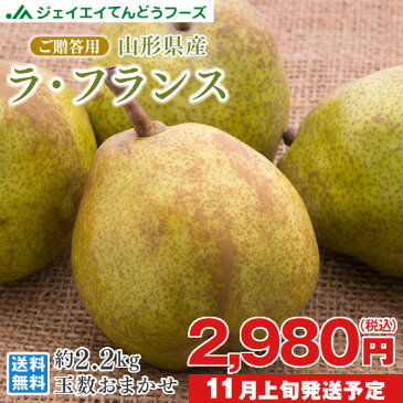 予約商品 ギフト 送料無料 山形県産洋梨大玉ラフランス約2.2kg(4L-5L・玉数おまかせ) のし対応 ※九州・沖縄・一部離島を除く rf18