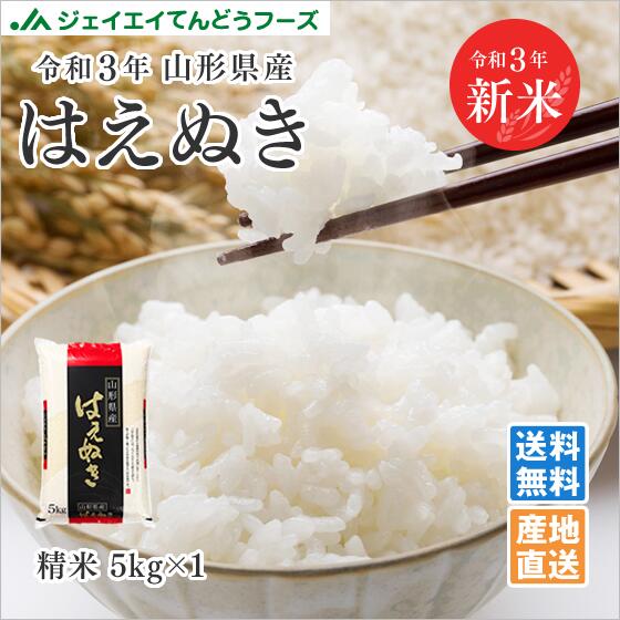 米 送料無料 5kg 令和3年産　山形県産　はえぬき精米5kg 一部地域は別途送料追加 rhn0503