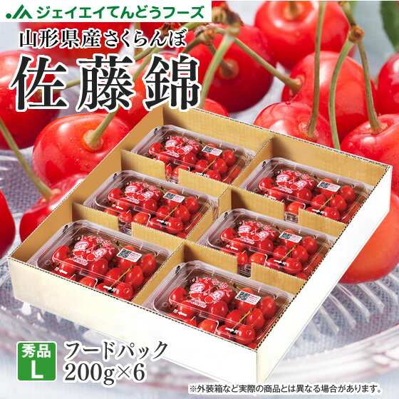 早期予約 さくらんぼ 送料無料 山形県産 佐藤錦 Lサイズ ご家庭用 200g×6フードパック バラ詰め 送料無料※一部地域を…