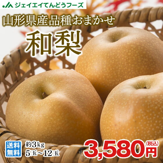 山形県産品種おまかせ和梨約3kg(5〜12玉) ※一部地域は別途送料追加 wn07