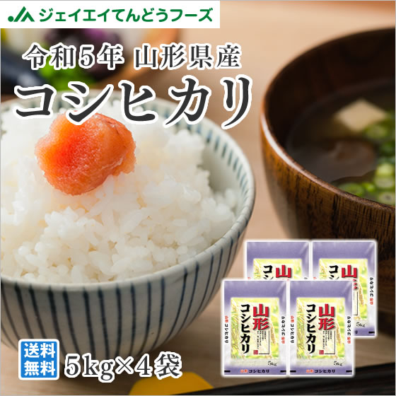 米 お米 送料無料 令和5年産 山形県産コシヒカリ精米 20kg(5kg×4) ※一部地域は別途送料追加 ryk2005