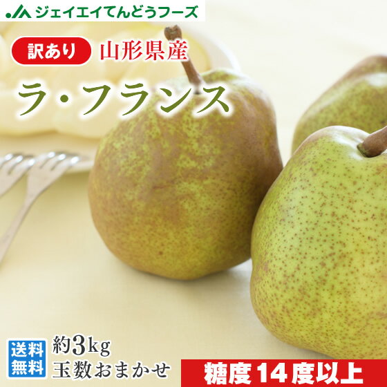 訳あり 糖度14度以上 ラ・フランス 山形県産 西洋梨 約3kg(玉数おまかせ) 送料無料※一部地域を除く