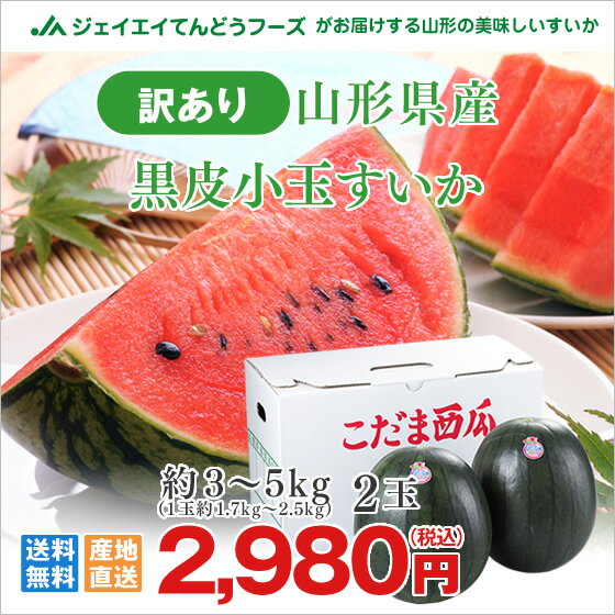 訳あり 山形県産黒皮小玉すいか 2玉入※一部地域は別途送料 wm02