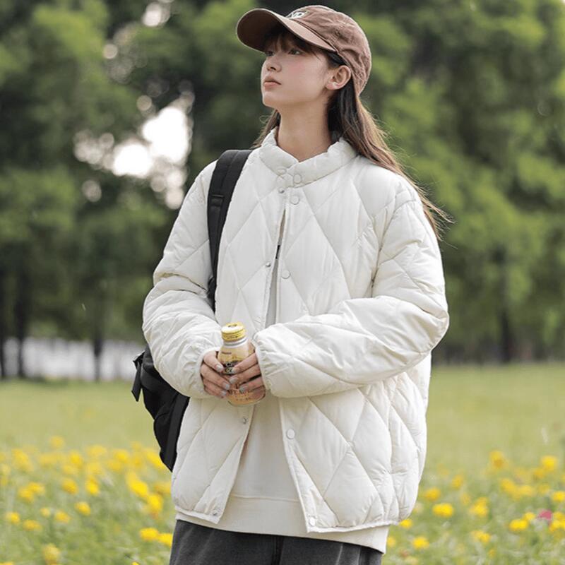 Rakuten - [Kayiyasu] 中綿ジャケット レディース 中綿コート アウター 冬 ハイネック 暖かい 防寒 防風 S-L フードなし 無地 軽量 カジュアル