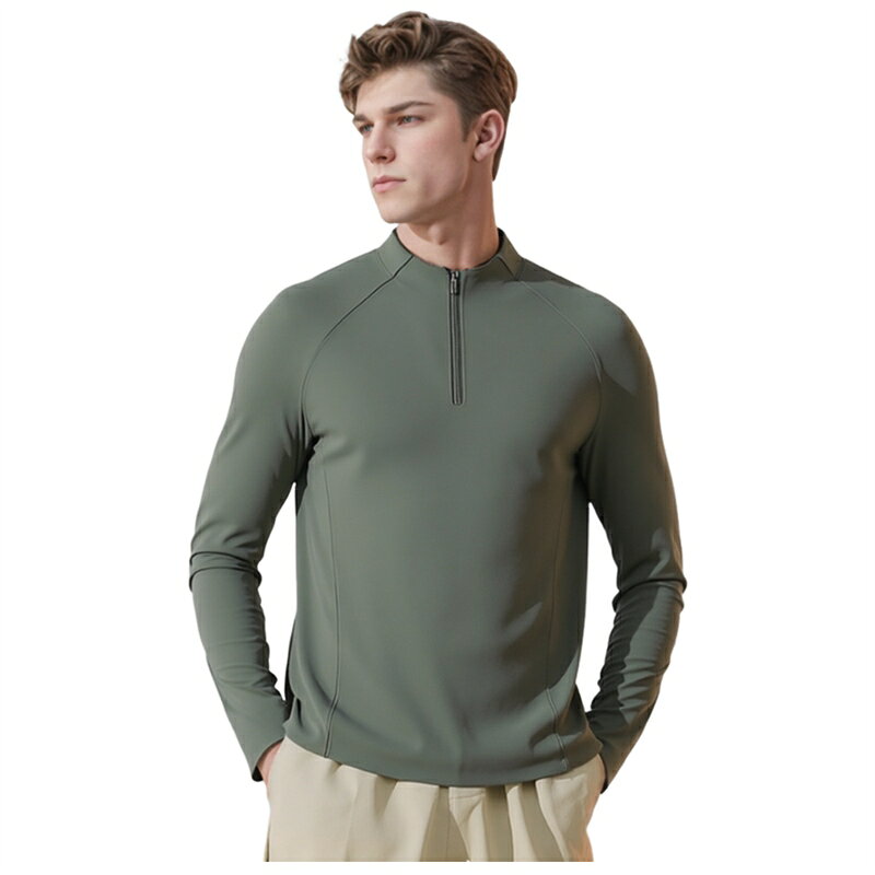 Rakuten - [Kayiyasu] 長袖tシャツ メンズ トレーナー 裏フリース 1/4ジップ 薄手フリース裏地 ゴルフウェア 吸湿 保温 無地 スポーツウェア ゴルフ 春秋冬