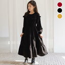 子供服 キッズワンピース 秋冬 長袖ワンピース ブラック 七五三 こどもの日 姫系 子供ドレス ワインレッド 女の子ワンピース 通園 通学 人気 黒 フレアワン...