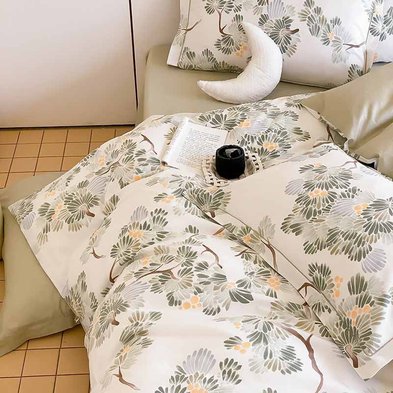 送料無料 布団カバーセット 花柄 可愛い 布団カバー グリーン 寝具カバーセット 掛けカバーセット 寝具カバー ベッド用品 掛け布団カバー 敷きカバー 3点セット 4点セット シングル セミダブル ダブル クイーン キング 洗える 柔らか 新生活 プレゼント ボックスシーツ