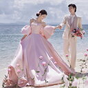 ウェディングドレス 前撮り カラードレス サテンドレス ピンク オフショルダー 演奏会 花嫁ドレス ピアノ発表会ドレス コンクール パーティードレス イブニング...