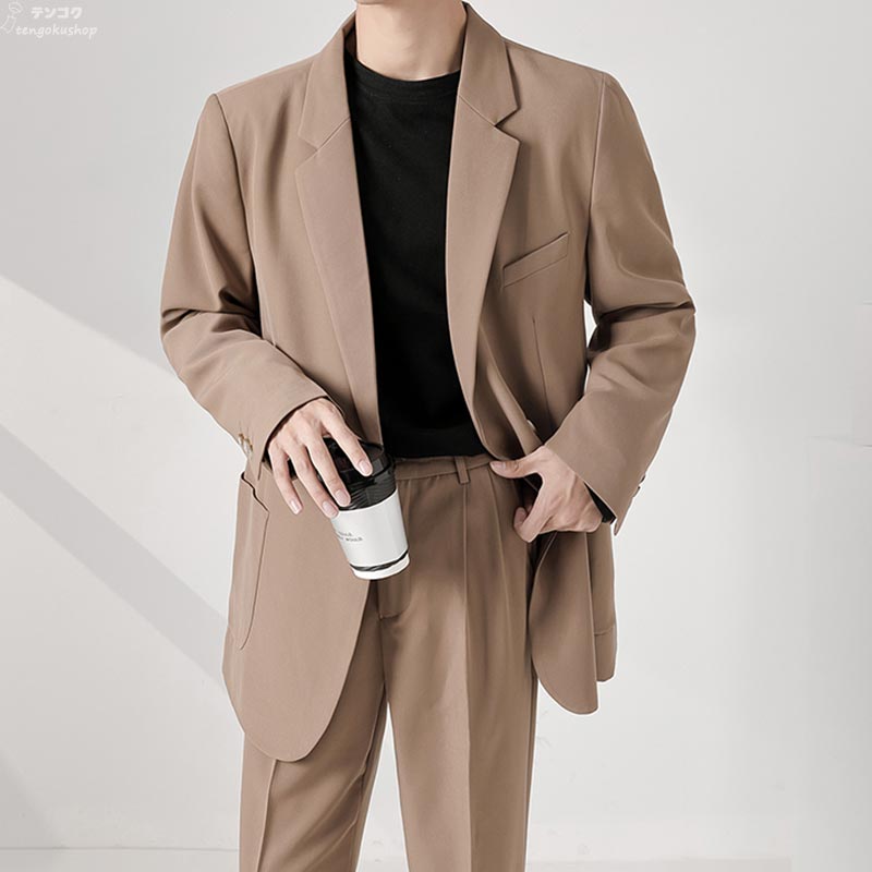 メンズスーツ ブラウン ブラック ライトグリーン メンズファッション フォーマル メンズ 高級 フォーマルスーツ 2点セット パンツスーツ ジャケット+ワイドパンツ ゆったり 大きい セットアップ テーラードジャケット カジュアルスーツ 送料無料 M L XL 2XL