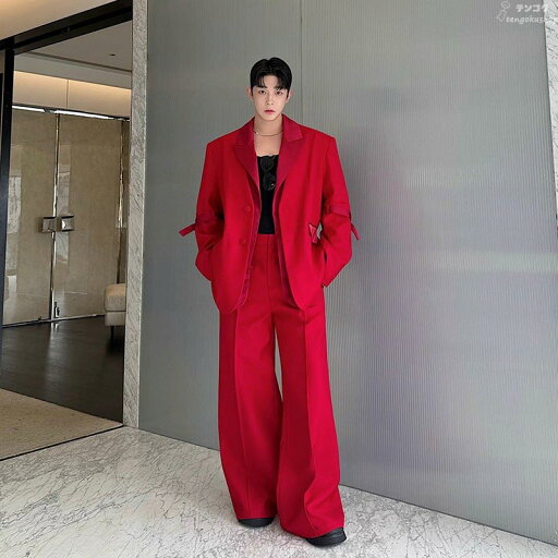 メンズスーツ ゆったり スーツ 大きいサイズ 韓国風 カジュアルスーツ セットアップ ファッション セットアップ テーラードジャケット 秋服 無地 シンプル おしゃれ 長袖 フォーマル 2点セット ストリート系 ステージ 舞台 コンサート 赤 送料無料 M L XL メンズスーツ ゆったり スーツ 大きいサイズ 韓国風 カジュアルスーツ セットアップ ファッション セットアップ テーラードジャケット 秋服 無地 シンプル おしゃれ 長袖 フォーマル 2点セット ストリート系 ステージ 舞台 コンサート 赤 送料無料 M L XL