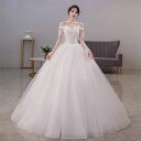ウェディングドレス オフショルダーフリンジ ウエディング ラインストーン キレイめ Aライン 結婚式ドレス ホワイトドレス 花嫁ドレス 白 Vネック 海外挙式 ロングドレス 二次会 キラキラ 姫系 ロングドレス 披露宴 袖あり 半袖 ボートーネック 送料無料 S M L LL 3L(4)