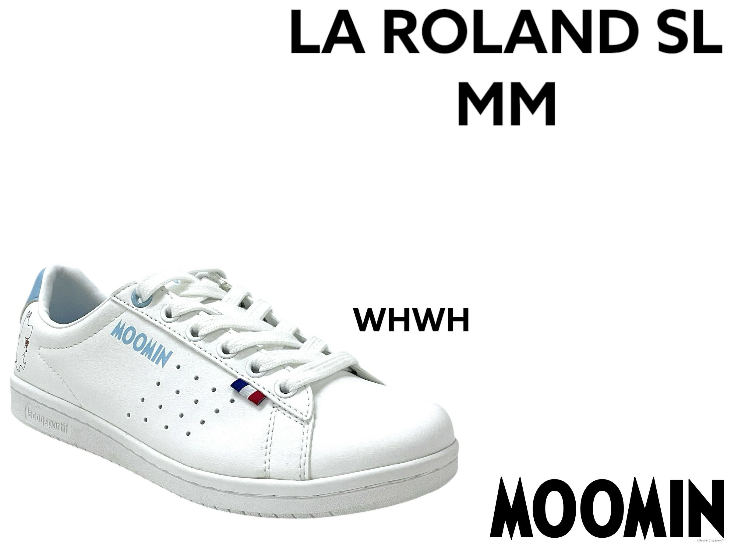ルコック スポルティフ ムーミン コラボ スニーカー LA ローラン SL レディース 中敷き消臭 合成皮革 MOOMIN lecoqsportif LU5SSN27LZ 80周年限定コラボ ニョロニョロ コートスタイル 2cmヒール 2E相当 正規取扱店のサムネイル