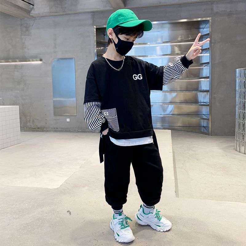 トレーナー ゆったり ダンス 切り替 上下セット セットアップ 男の子 ボーイズ 長袖 キッズ スポーツウェア カジュアル ジャージ