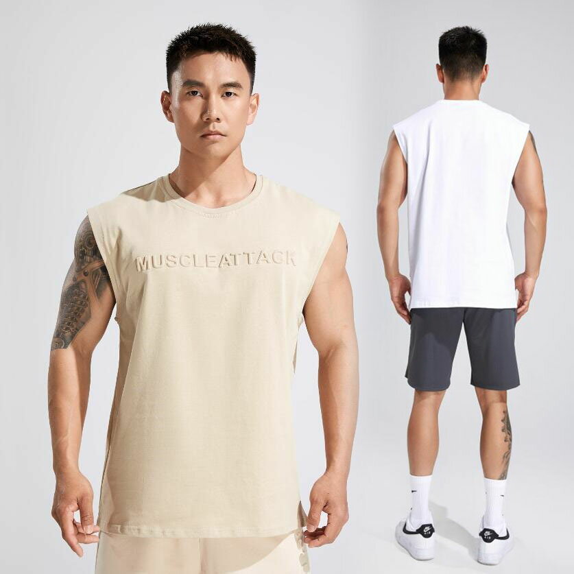 乐天商城 - 袖なしTシャツ 吸汗 クルーネック 夏服 インナー ノースリーブ 通気 トップス メンズ タンクトップ ゆったり トレーニングウェア