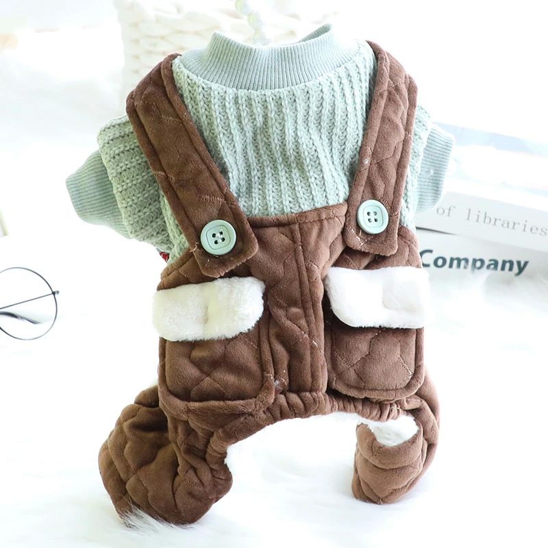 犬服 中型犬 秋冬 つなぎ 超かわいい 小型犬 ダブルポケット オーバーオール 厚手