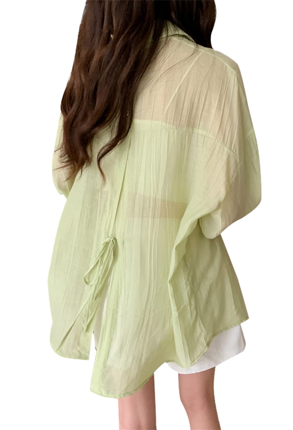 紫外線対策シャツ ス上着 uvカット ブラウス 大きいサイズ お出 長袖 折り襟 レディース 日よけ対策 日焼け服 透け感 体型カバー