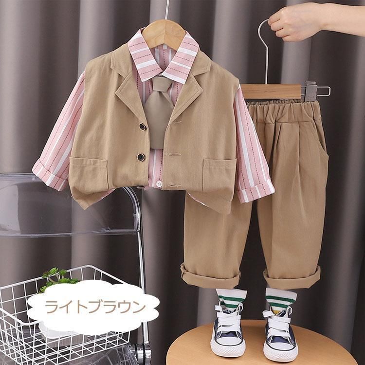 赤ちゃん カ 男の子 フォーマルスーツ キッズ フォーマル ベビー スーツ セットアップ 上下セット 子供服 4点セット 入園式 子供