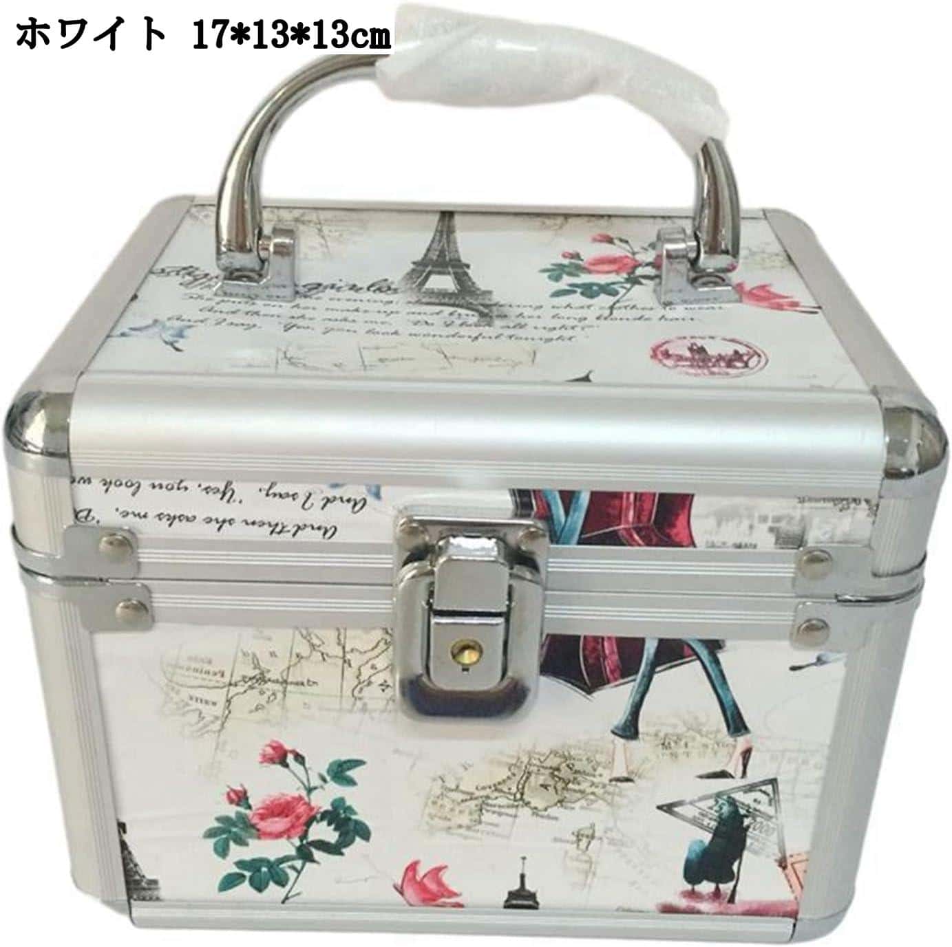 Garments Storage Implements - 2段タイプ メイク用品ボックス コスメ収納 化粧品ケース 取っ手付き 多機能収納 旅行用 超軽量 携帯用 出張 浴室 贈り物 白 17*13*13cm