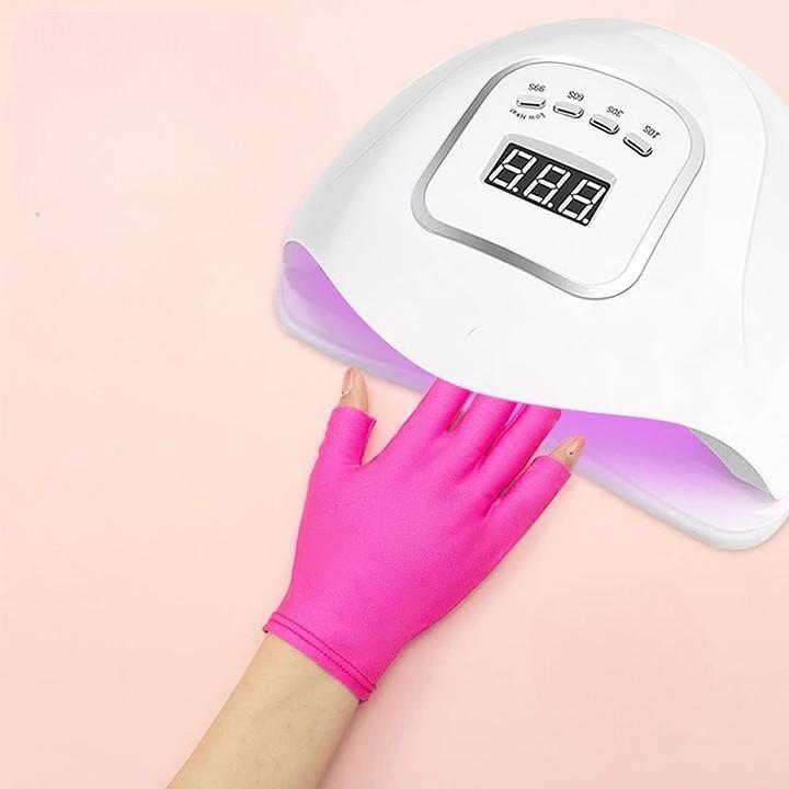 UVカットグローブ ネイル用グローブ 1ペア 両手用 左右セット 指先なし 手袋 ネイルケア用品 ショート丈 セルフネイル ネイルアート UVライト対 2