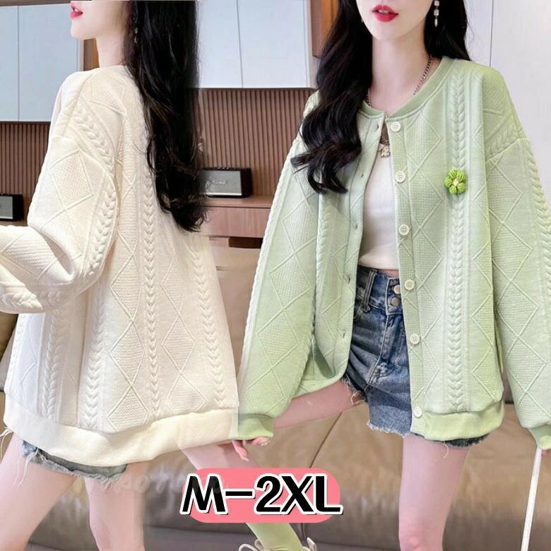 樂天商城 - カーディガン トップス レディース 長袖 クルーネック セーター アウター ジャケット コットン 羽織り 暖かい ゆったり きれいめ おしゃれ 着回し 大人 上品 大きいサイズ 体型カバー 通勤 オフィス お出かけ 日常服 春 秋 冬 20代30代 40代 50代