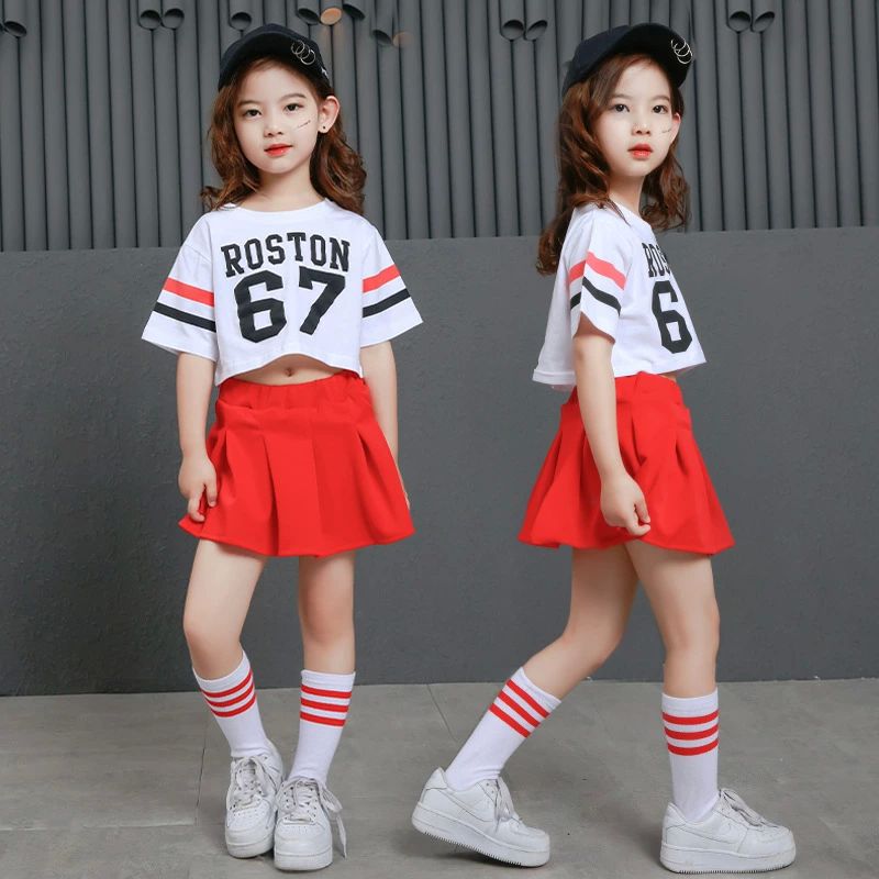 乐天商城 - 送料無料 子供 チアガール衣装 子供 ダンス衣装2点セット キッズ チアガール 衣装 チア 女の子 キッズ 子供 チアダンス ユニフォーム ヒップホップ ダンスウェア コスプレ 衣装 甲子園 体操服 ダンス衣装 発表会 運動会 楽天海外通販