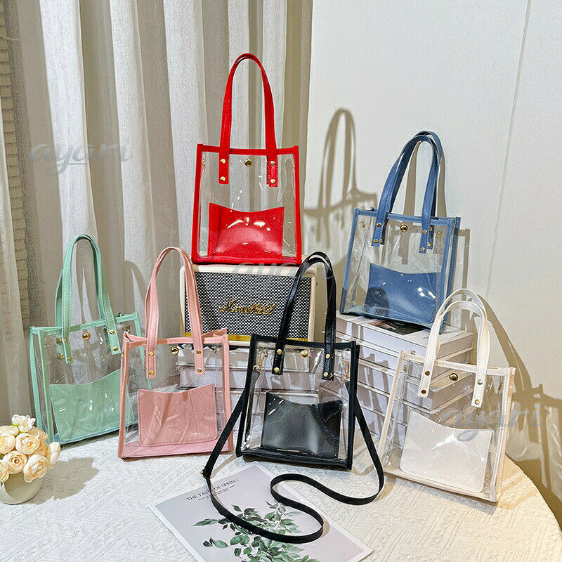 ※サイズ表の実寸法は商品によって1-3cm程度の誤差がある場合がございます。クリアバッグ 透明バッグ トート クラ バッグ 小物 ブランド雑貨 特集 ブラック オフホワイト ピンク レッド グリーン ブルー