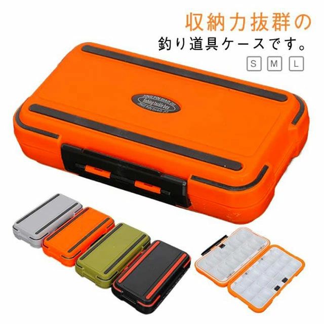 S M L 収納力抜群の釣り道具ケースです。蓋付きで仕切りがあり、ルアー、フック等の釣り道具をすっきり分けて収納できます。小さな釣り具アクセサリーの収納にとっても便利♪厚みがあり耐久性に優れていますので、長くご使用頂けるタックルボックスです。取り外し可能な仕切り板で区切られているので、大小様々なルアーや針、ウキなど大きさに合わせてカスタマイズできます。調度良い大きさがありと軽量なのでどこに行くにも持ち運び便利です。休日の釣り、アウトドアやキャンプに持っていってもかさばらず気軽に楽しめます。 サイズ S M L サイズについての説明 ※実寸はメジャー採寸の為、若干の誤差が生じる場合があります。 素材 ABS 色 黒 オレンジ 緑 灰 備考 ●サイズ詳細等の測り方はスタッフ間で統一、徹底はしておりますが、実寸は商品によって若干の誤差(1cm〜3cm )がある場合がございますので、予めご了承ください。 ●製造ロットにより、細部形状の違いや、同色でも色味に多少の誤差が生じます。 ●パッケージは改良のため予告なく仕様を変更する場合があります。 ▼商品の色は、撮影時の光や、お客様のモニターの色具合などにより、実際の商品と異なる場合がございます。あらかじめ、ご了承ください。 ▼生地の特性上、やや匂いが強く感じられるものもございます。数日のご使用や陰干しなどで気になる匂いはほとんど感じられなくなります。 ▼同じ商品でも生産時期により形やサイズ、カラーに多少の誤差が生じる場合もございます。 ▼他店舗でも在庫を共有して販売をしている為、受注後欠品となる場合もございます。予め、ご了承お願い申し上げます。 ▼出荷前に全て検品を行っておりますが、万が一商品に不具合があった場合は、お問い合わせフォームまたはメールよりご連絡頂けます様お願い申し上げます。速やかに対応致しますのでご安心ください。