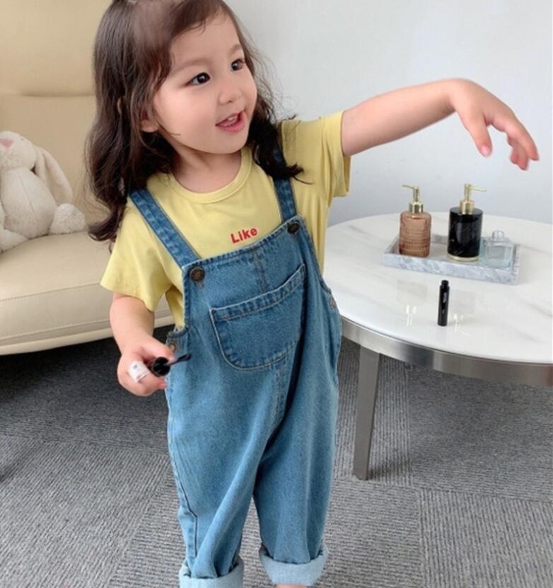 天神橋セレクトのデニムサロペット ロングパンツ 子供服 デニム ジーンズ カジュアル パンツ ジュニア こども KIDS オーバーオール デニム ベビー｜アングル3