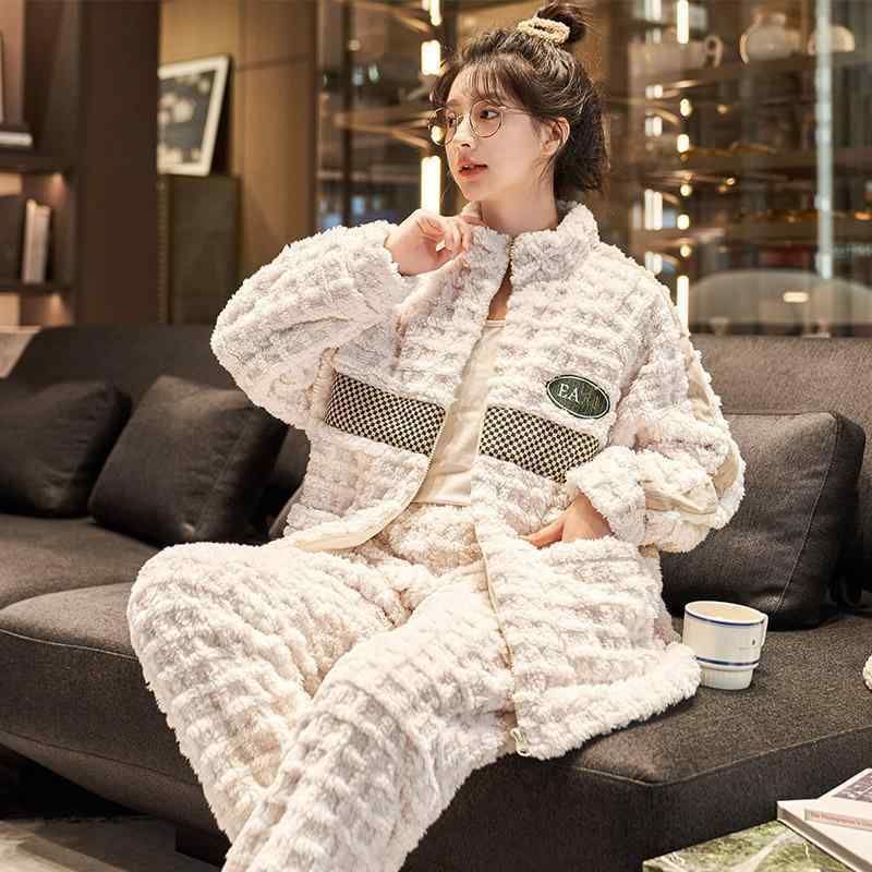 レディース フリース ホーム 厚手 コーラル 韓国 セット ナイトウェア フランネル も ルームウェア パ..