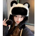ホワイト系(x2) ピンク系 グレー ブラック系 秋冬 兔毛風 イヤーマフ 保温 防寒 サイクル レディース 帽子