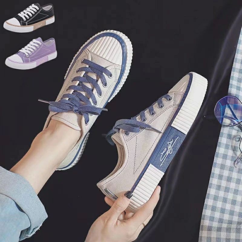 Shoes - スニーカー ローカット カジュアル レースアップ スニーカー 3色 靴 大人可愛い シューズ おしゃれ 厚底 レディース キャンバス