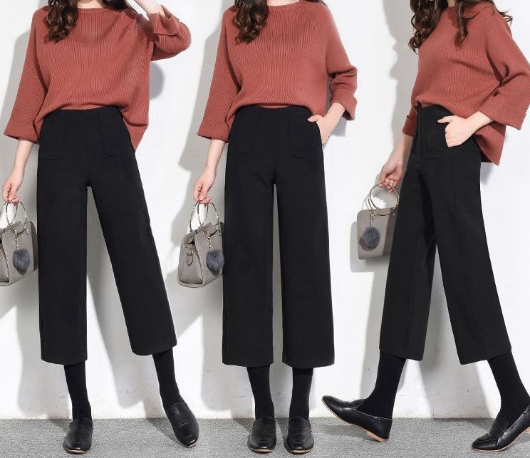 ワイドパンツ ワイド無 レディース パンツ 秋冬 ナイロン 秋冬 ボトムス ガウチョ レディース ハイウエスト 9分丈 ワイドパンツ