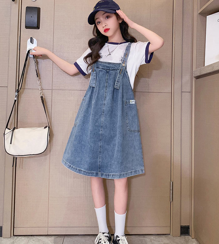 送料無料 ベビー キッズ デニムサスペンダースカート 可愛い 女の子 デニムワンピ...