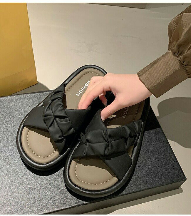 樂天商城 - ミュール フラットサンダル レディース サンダル クロスベルト スリッパ 夏 フラット底 フラット 【送料無料】スリッパサンダル