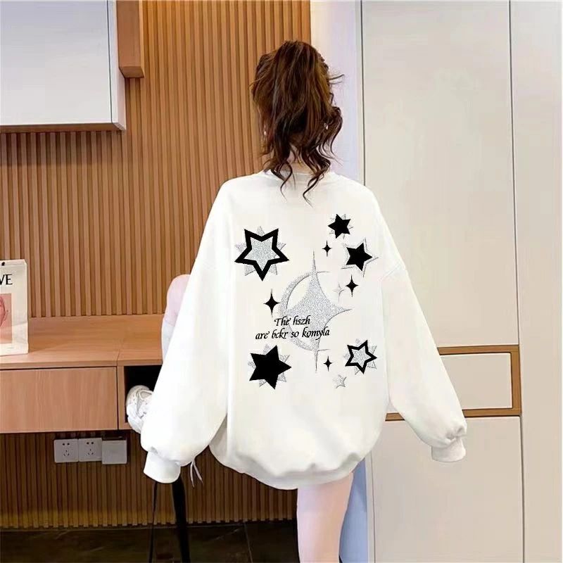 Other - プリント 秋服 韓国風 カジュアル 長袖 薄手 丸首 LUFA193(2色M-3XL) 長袖 トップス ゆったり レディース 可愛い
