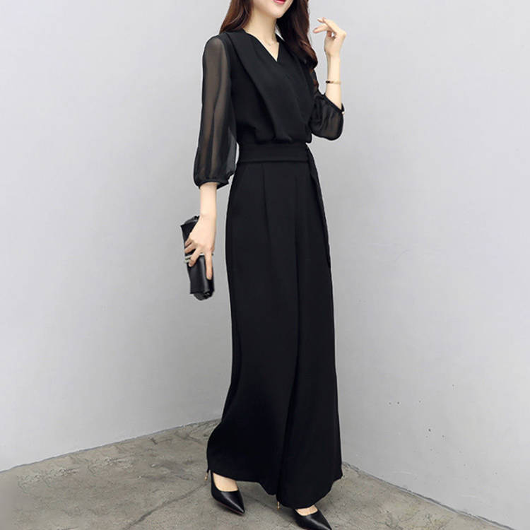 パンツドレス パンツ ウエスト紐 パンツスーツ 50代 体型カバー ボリューム袖 服装 大きいサイズ パーティー ドレス フォーマル