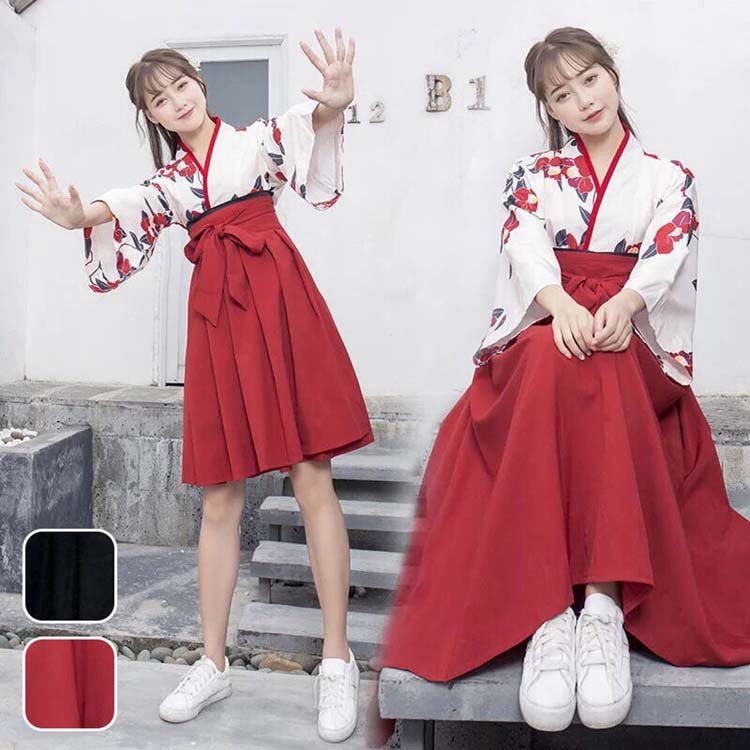 スカート 大きめ 着物ドレスコスチューム 巫女 ミニ 漢服 袴 チャイナ服 はかま 矢羽 着物 cosplay ロリータ コスプレ かわいい
