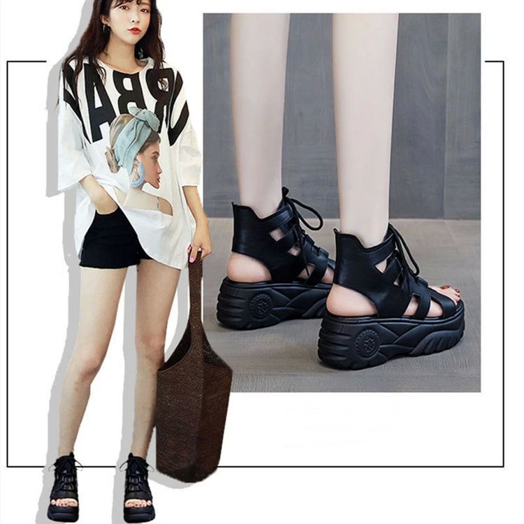 痛くない靴 美脚ヒールでスタイルUP！厚底7cm 疲れない靴 サマーブーツ サンダル オープン 夏ブーツ サマーブーツ レディース