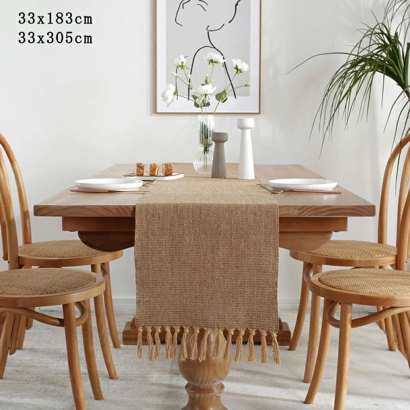 樂天商城 - 薄い 黄麻布 テーブルランナー 装飾 飾り布 リネン 麻布 撮影用背景布 中央 DIY ガーランド フリンジ 結婚式 テーブルクロス