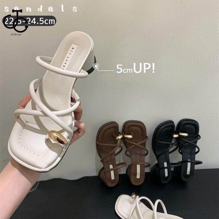 Sports Sandal - ストラップサンダル レディース 5cmヒール 太ヒール ストラップ サンダル ローヒール ミュールサンダル 痛くない オープントゥ ストラップパンプス 細ストラップ