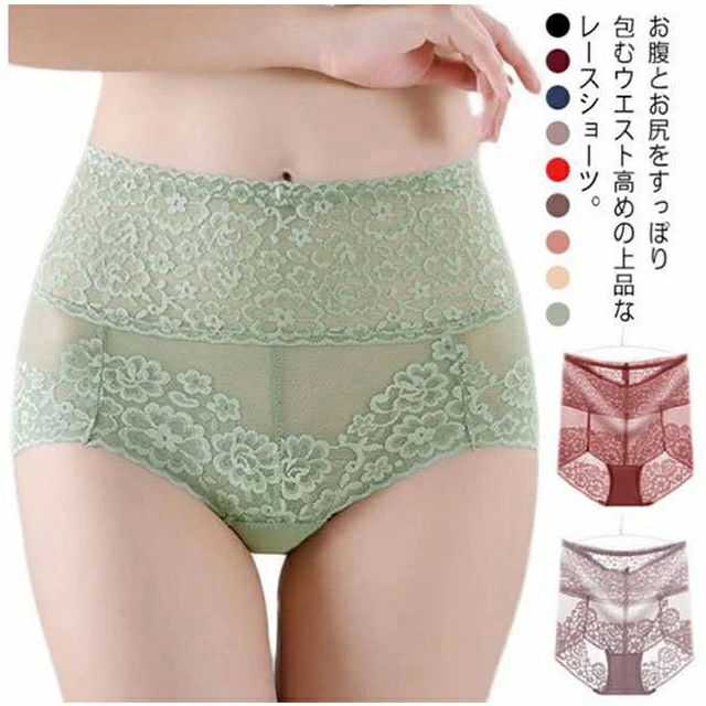 樂天商城 - 花柄 ヒッ 下着 ハイウエストショーツ 総レース レディース 通気性 5枚セット 5枚セット 女性 大きいサイズ インナー パンティー